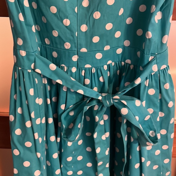 Cynthia Rowley size 10 turquoise polka dot dress - Picture 4 of 7